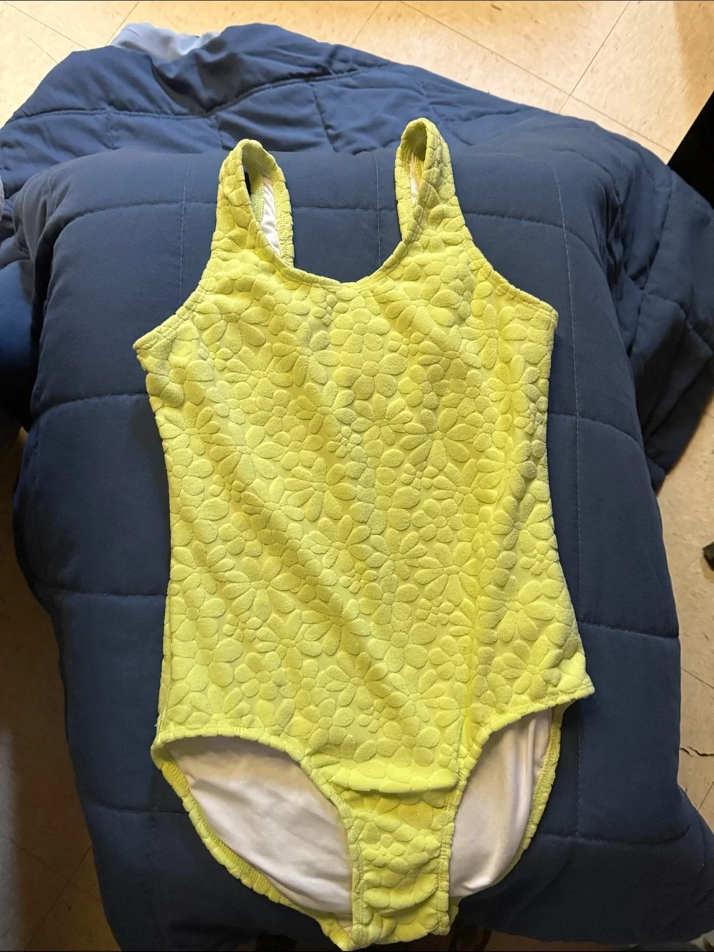 Old Navy Yellow Floral Textured Kids One-Piece Bodysuit
